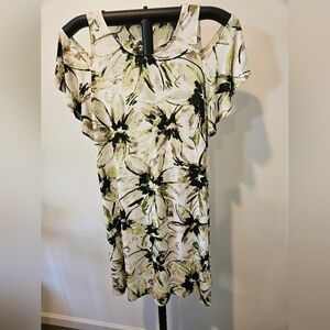 LONDON TIMES MULTICOLOR FLORAL LIGHTWEIGHT COLD SHOULDER DRESS SIZE 6